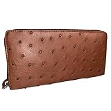 [GUODI] 【グォディ】 長財布 ラウンドファスナー 型 オーストリッチ 本革 フルポイント レディース メンズ HL6754OS ブラウン オースト 財布 サイフ さいふ ユニセックス 男女兼用 (ブラウン)