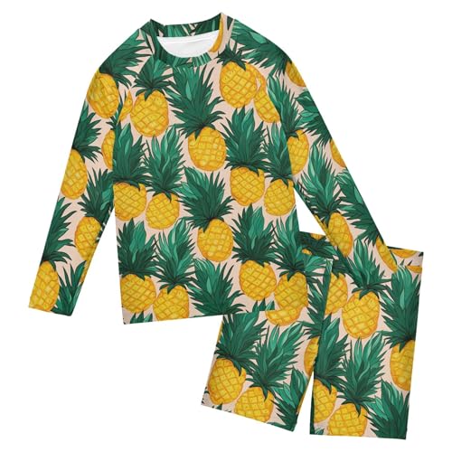Pineapple Fruit Summer Toddler and Baby Boys' 2-Piece Swimsuit Trunk, Long Sleeve Rashguard Bathing Suit B0403895