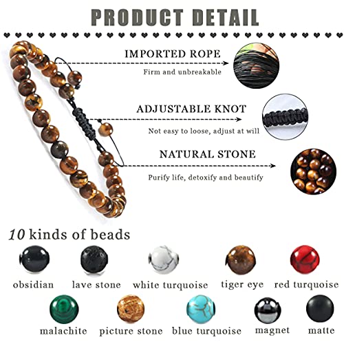 Wainis 6 Mm Mini Gem Semi Precious Gemstone Energy Bracelets Tiny Bracelet Natural Stone Adjustable Bracelet Charm Beaded Unisex Bracelets #TOP1