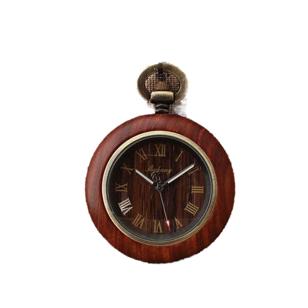 Regalos para Parejas, Reloj de Bolsillo Romano de Madera a la Moda, Reloj de Bolsillo clásico sin Cubierta, Regalo Decorativo para Padre, Reloj de Bolsillo