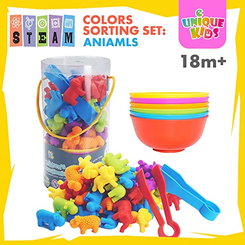 Image of UNIQUE KIDS Counting Educational Learning Toy Set with Sorting Cups - Engaging Sensory Color Classification Training Game for Toddlers and Preschoolers Training Ages 3 and Up