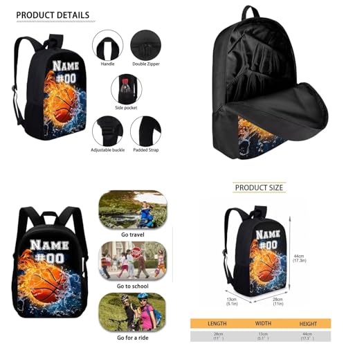 Bulopur Custom Kids Backpack with Lunch Box Penci Bag Set with Name and Number Personalized Basketball Bookbag For Boys Age 12-14 Back to School Supplies4