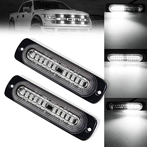 Led Warning Strobe Light 12 LEDs Emergency Led Warning Lights Surface Flush Mount Light LED Warning Light Bar Side Marker Safety Flashing Strobe Light Kit for 12V Tow Trucks Vehicle (12 led white)