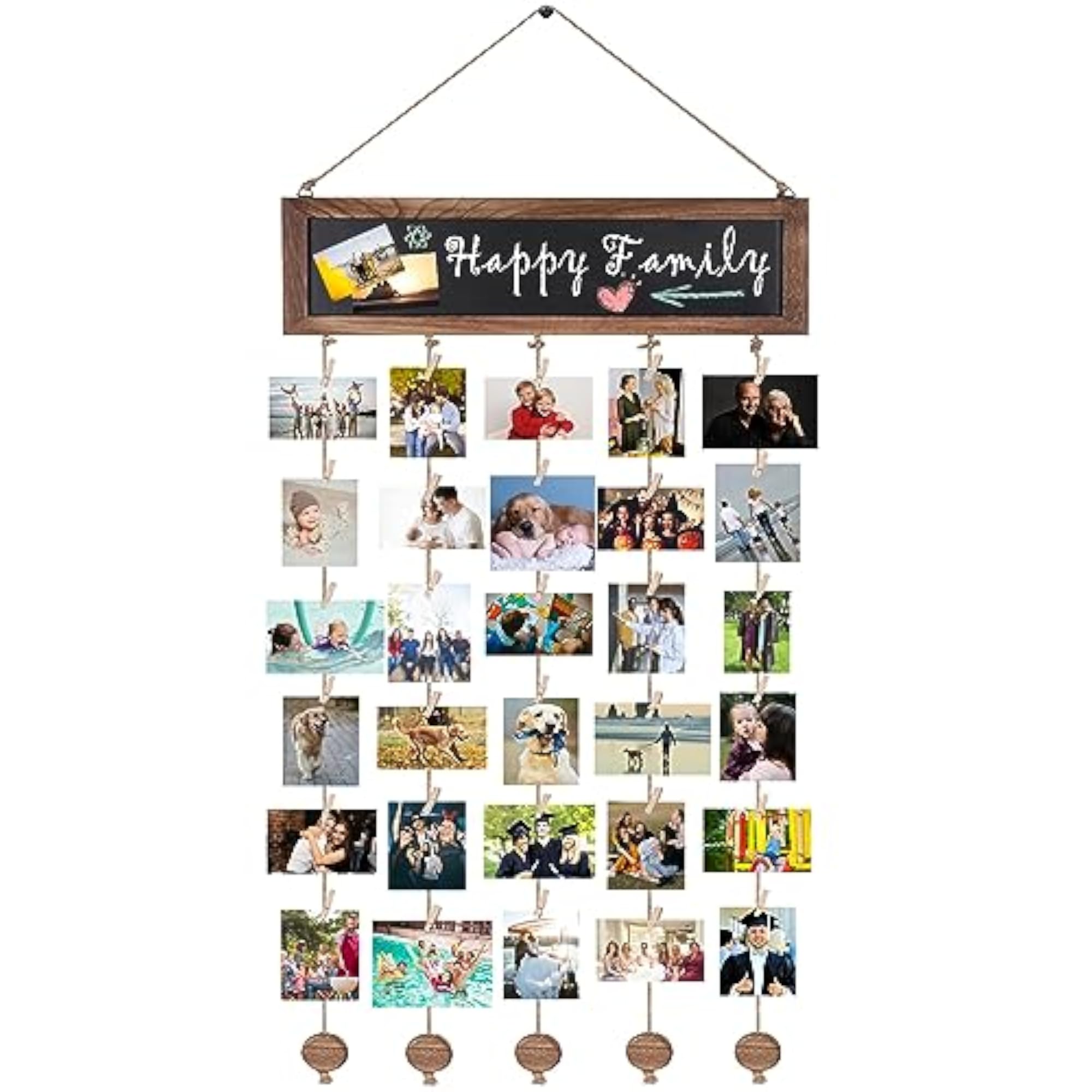 Collage Photo Holder Organizer with Clips for Display