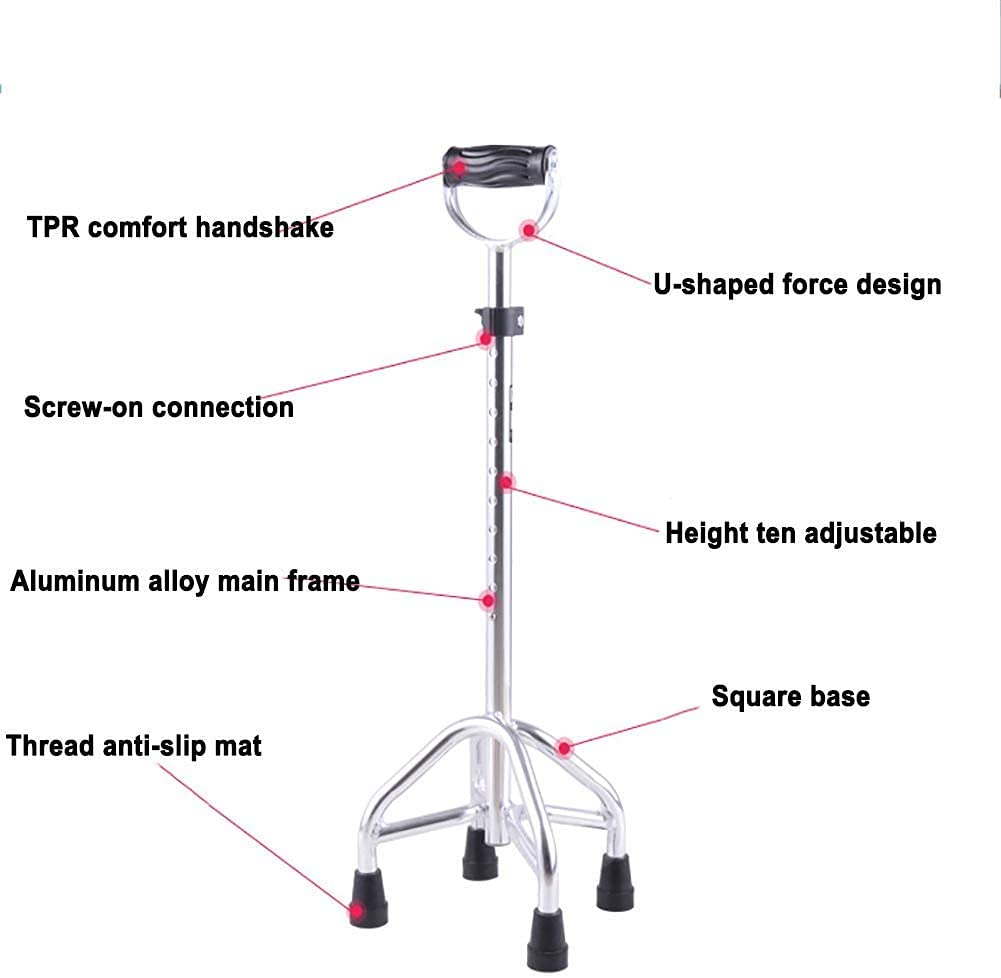 Teleskopowe kule antypoślizgowe Cane@-Crutches dla osób starszych Laska dla osób niepełnosprawnych na czworakach Wielofunkcyjna regulacja wysokości Teleskopowa podpora bezpieczeństwa 158KG Aluminium