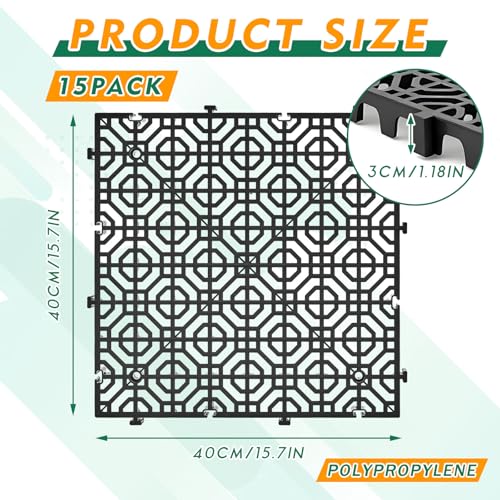 Image of 15 Pcs Ground Protection Mats, Interlocking Black 15.7 x 15.7 in