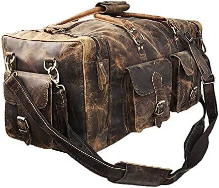 Large 24 inch duffel bags for men holdall leather travel bag overnight gym sports weekend bag