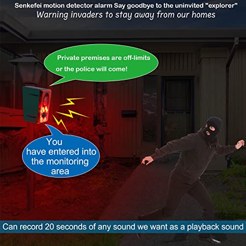 Senkefei Ss ZFD-11N-01 Solar Outdoor Motion Sensor Alarm - Dog Barking & Gunshot Sound 130Db Motion Detector Alarm Light,With Remote Controller thumb #2