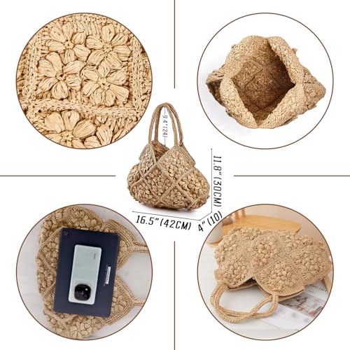 Bolso Tote de Paja para Mujer con Diseño Floral 3D miniatura 6