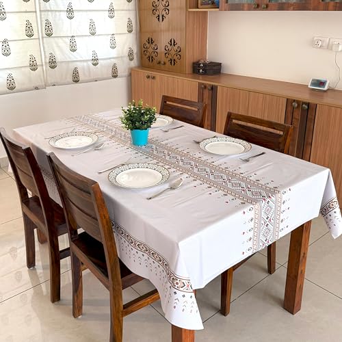 Image of Livmodern Premium PVC (Polyvinyl Chloride) Dining Table Cover 6 Seater (55 by 78 inch) - Waterproof, spillproof & Wipeable tablecover 140 by 200cm - Colored Weave