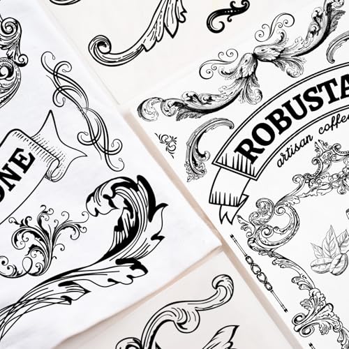 WANDIC 6 Sheets Black White Rub On Transfer Sticker - Image 4