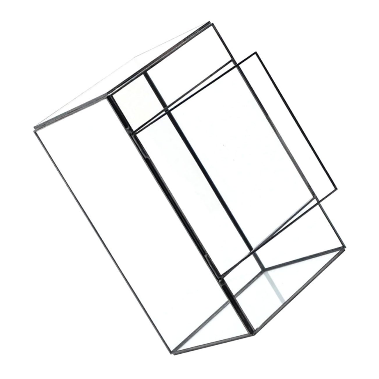 Kleines Geometrisches Glas Terrarium für Mikrolandschaften Handgefertigt mit Zinnrahmen Dekorativ für Zuhause und Garten Geeignet