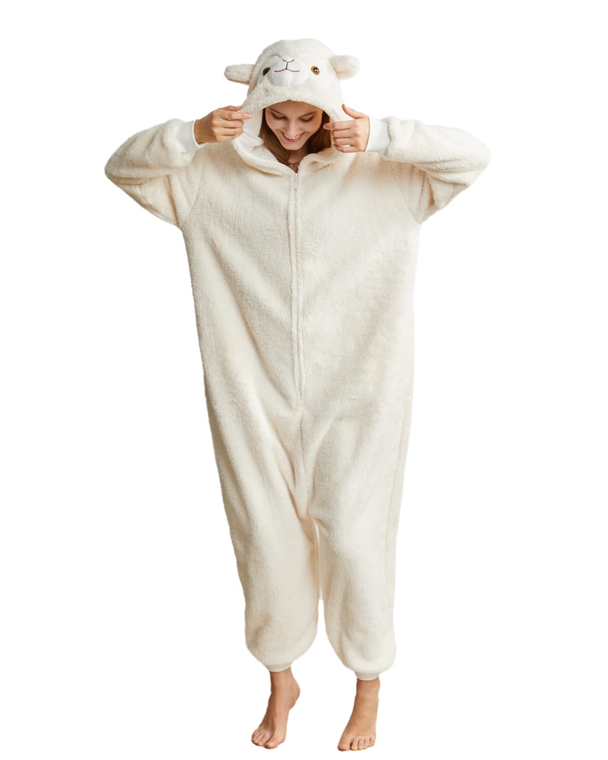 Laahoem Animal Alpaga Pyjama Homme Femme Adulte à Capuche Homme Femme Combinaison Costume Cosplay Vêtements de Nuit