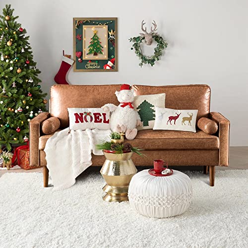 XIZZI Rivet Aiden Mid-Century Modern Loveseat Sofa with Square Arm and Wood Grain Legs for Living Room,69.68' W Brown