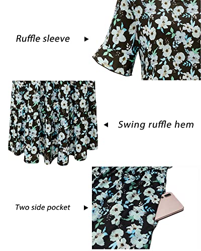 Image of STYLEWORD Womens Summer Casual Short Sleeve Flowy Midi Beach Dress
