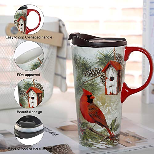 Topadorn Ceramic Travel Mugs with Matching Gift Box 17oz Coffee Mug with Handle and Lid - Image 4