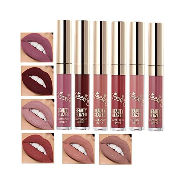 Beauty-Glazed-Matte-Nude-Liquid-Lipstick-Lip-Gloss-Kit-Waterproof-Lip-Makeup-Durable-Lipgloss-Cosmetics-Mini-6pcsset-Birthday-Edition-Long-Lasting-Non-Stick-Cup-Liquid-Lip-Gloss-Set MYUANGO Set of 6 Matte Liquid Lipsticks -Vegan, Long Lasting, Waterproof, Non-Stick Finish for Women and Girl