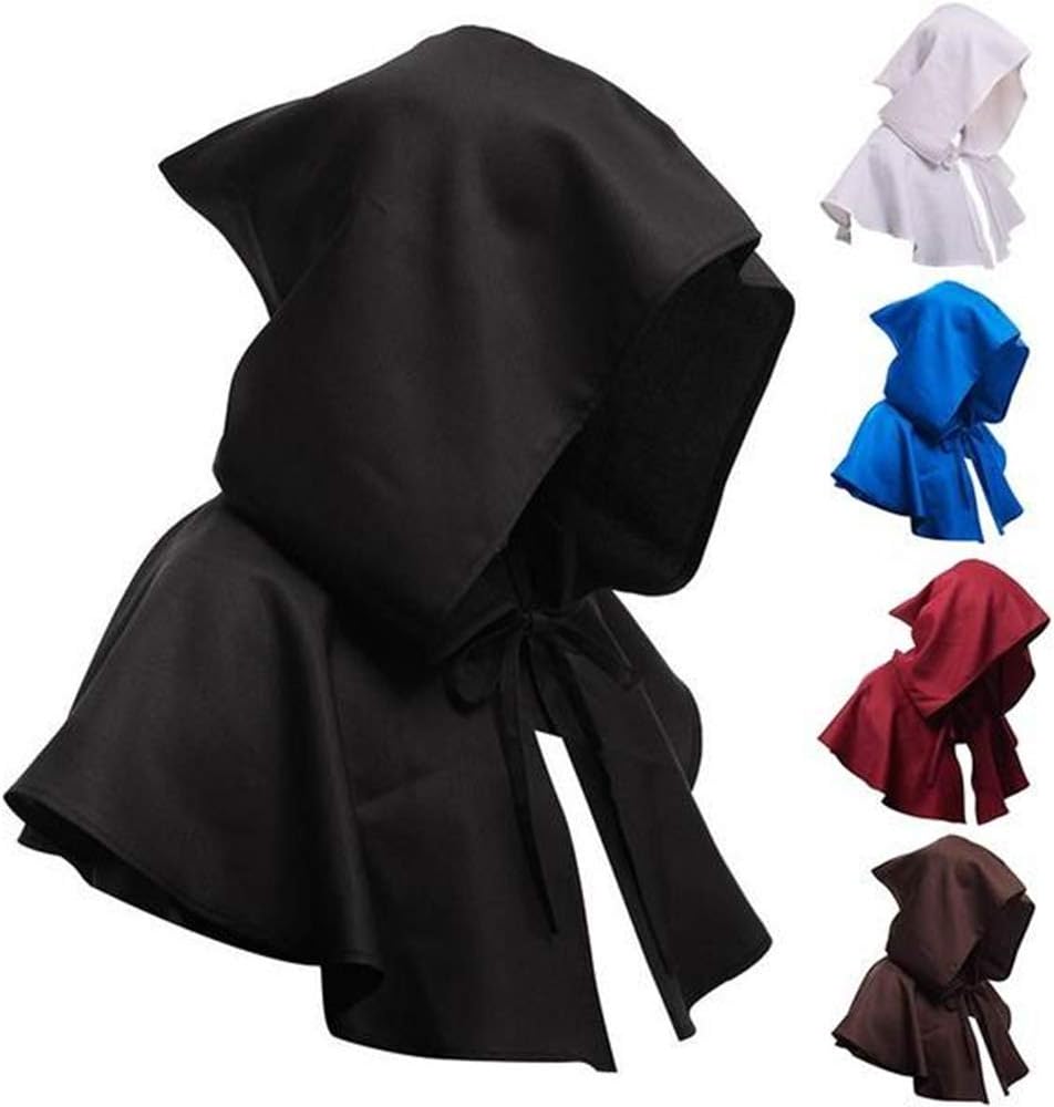 Witch Cowl Hat, Halloween Grim Cowl Cloak Cosplay Costumes, Vintage Medieval Cowl Hat, Sorcerer Wicca Pagan Hood Cosplay - Image 7