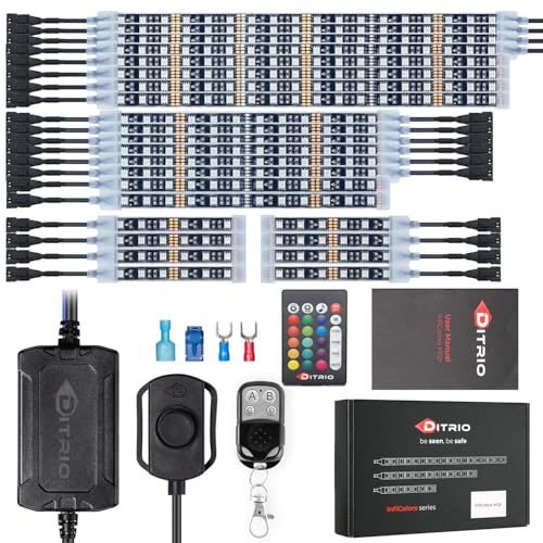 Image of 24PCS Underglow RGB LED Strip Light Kit DC 12V with 2 Red Blinking Brake Light Styles for Motorcycles Trikes Golf Carts ATVs UTVs - M24r