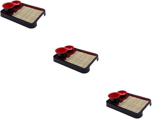 NOLITOY 3 juegos de platos de fideos fríos japoneses plato de sushi plato de sushi plato de aperitivo platos de pan de madera bandeja de fruta de