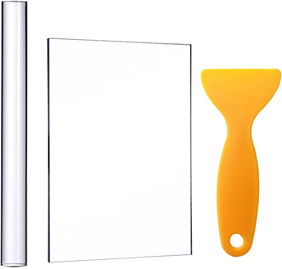 Acrylic Clay Roller with Sheet Backing Board, Assisted Shovel, Rubber Tools/Moulds, Ultra-Light Hand-Made DIY Tools