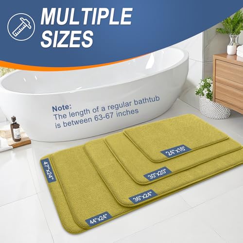Image of OLANLY Thick Memory Foam Small Bathroom Rugs 24x16, Extra Soft Absorbent Bath Rug, Quick Dry Bath Mat, Non-Slip, Machine Washable Mat for Bathroom, Tub and Shower, Home Decor Accessories, Deep Mustard