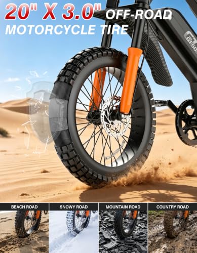 Image of Misodo Electric Dirt Bike for Adults Teens, 20 inch Fat Tire Electric Bike, 5500W Peak, 100 Miles Range, 7-Speed Mountain Ebike, Electric Bicycle, 48V Removable Battery, Hydraulic Brakes, Full Suspension