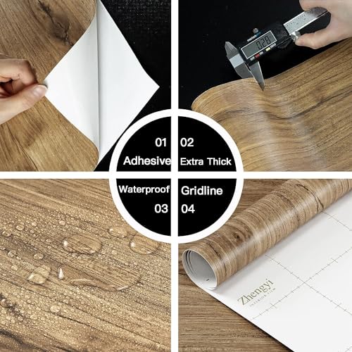Image of HOME13 Vinyl Kitchen Self Adhesive Vinyl Decorative Brown Wooden Grain Wallpaper for Kitchen Countertop Home /Office 1 Ft x 10 Ft with 2pcs