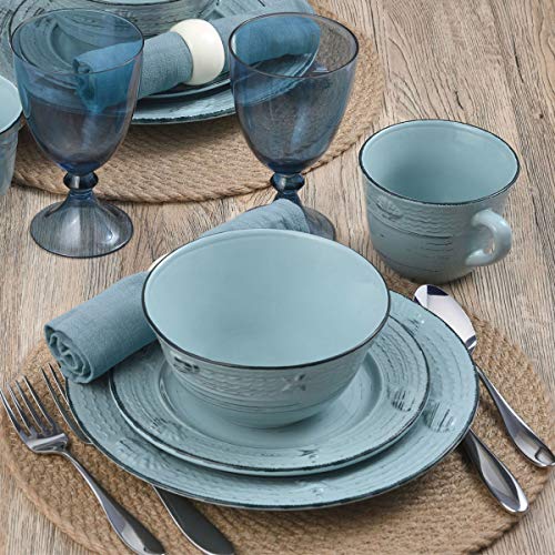 Image of Pfaltzgraff Trellis Coastal 16-Piece Dinnerware Set, teal