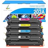 TRUE IMAGE Compatible Toner Cartridge Replacement for HP 202A CF500A 202X M281fdw Color Laserjet Pro MFP M281fdw M281cdw M254dw M281fdn M254 M281 202 Toner Printer (Black Cyan Yellow Magenta, 4-Pack)