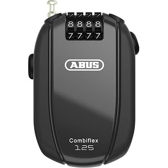 ABUS   Trusted German Brand for 100 Years COMBIFLEX Combiflex Easy to Carry Bicycle Wire Lock Dial-Type Free Number Setting Automatic Rewind Locks for Helmets, Baby Strollers, Snowboards, and More