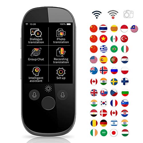 MMYJ 2.4 Pulgadas Portátil WiFi Inteligente Traductor de Voz 45 Idiomas Dispositivo de Traducción Apoyo Foto, Transcripción y Traducción Offline Simultánea en Tiempo Real para Viajes