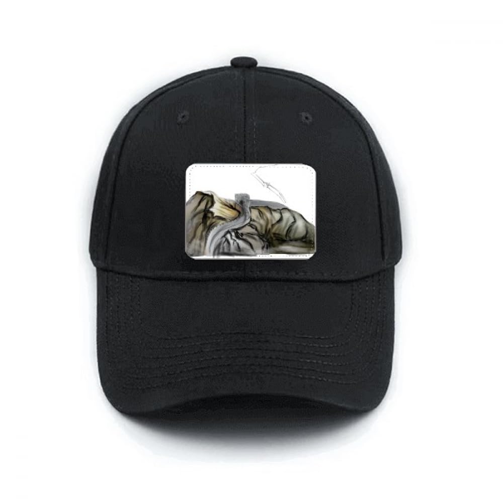 Casquette de baseball noire réglable broderie Grande Muraille de Chine
