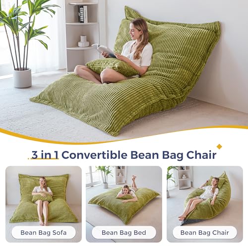 MAXYOYO Sitzsack XXL, aus Cordstoff Abnehmbar, Riesen Bean Bag mit Flauschiger Schaumstoff Füllung, Großes Bodenkissen für Erwachsene & Paare