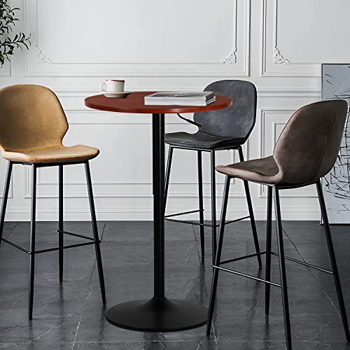 Magshion 23.5'' Round Adjustable Height Wood Bar Pub Table Adjustable Range 27.5"-36" Living Room Dining Room Bar Cocktail Table (Red) #TOP1