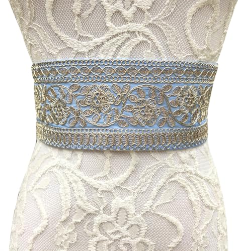 FANFAN Embroidered Mexican Belt for Women 1920s Vintage Royal Court Belt Pink Boho Tassel Belt Wedding Party Dress E5