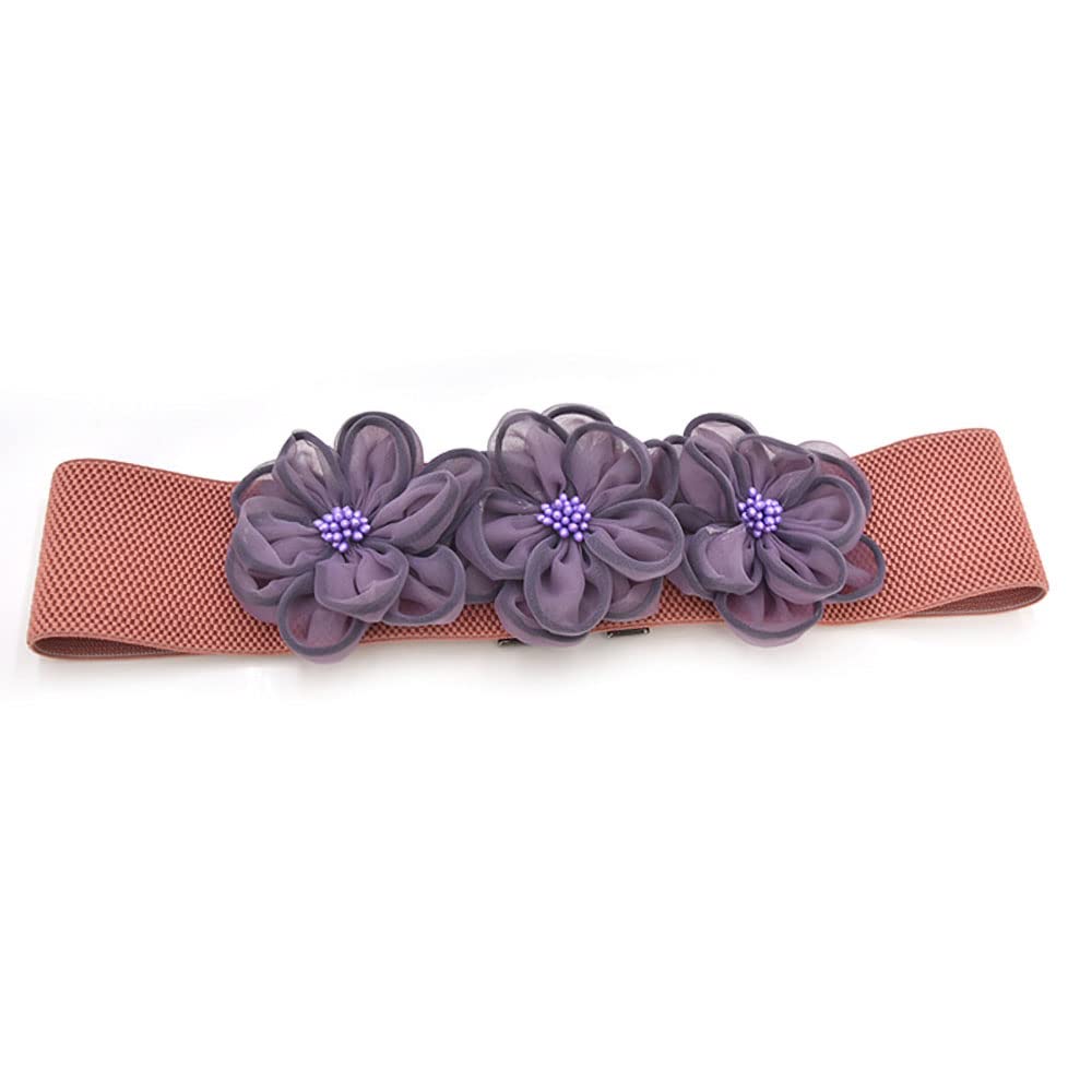 YOU M Womens Three Rose Flower Elastic Waist Belt Stretch Corset Elegant Sweet for Princess Dress Plus Size
