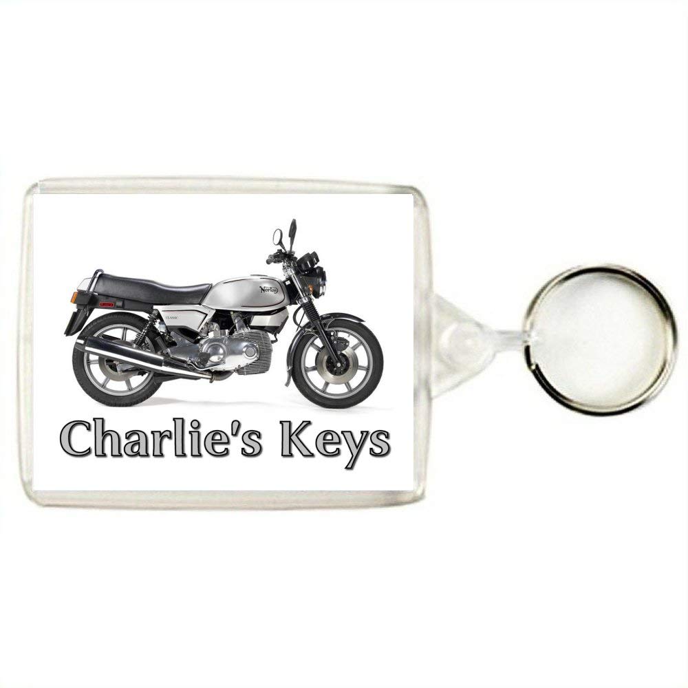 Key Expressions Men's Silver Personalised Classic Motorcycle Keyring/Bag Tag For Norton Classic Rotary Enthusiasts