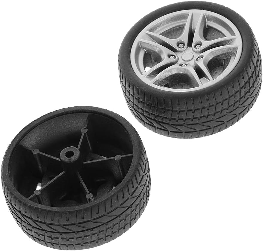 4Pcs Black Tires,Simulation Rubber Wheel Tire Wheel Toy Model DIY RC Spare Parts Easy Installation Small in Size, Remote and App Controlled Vehicles and Parts (48mm)