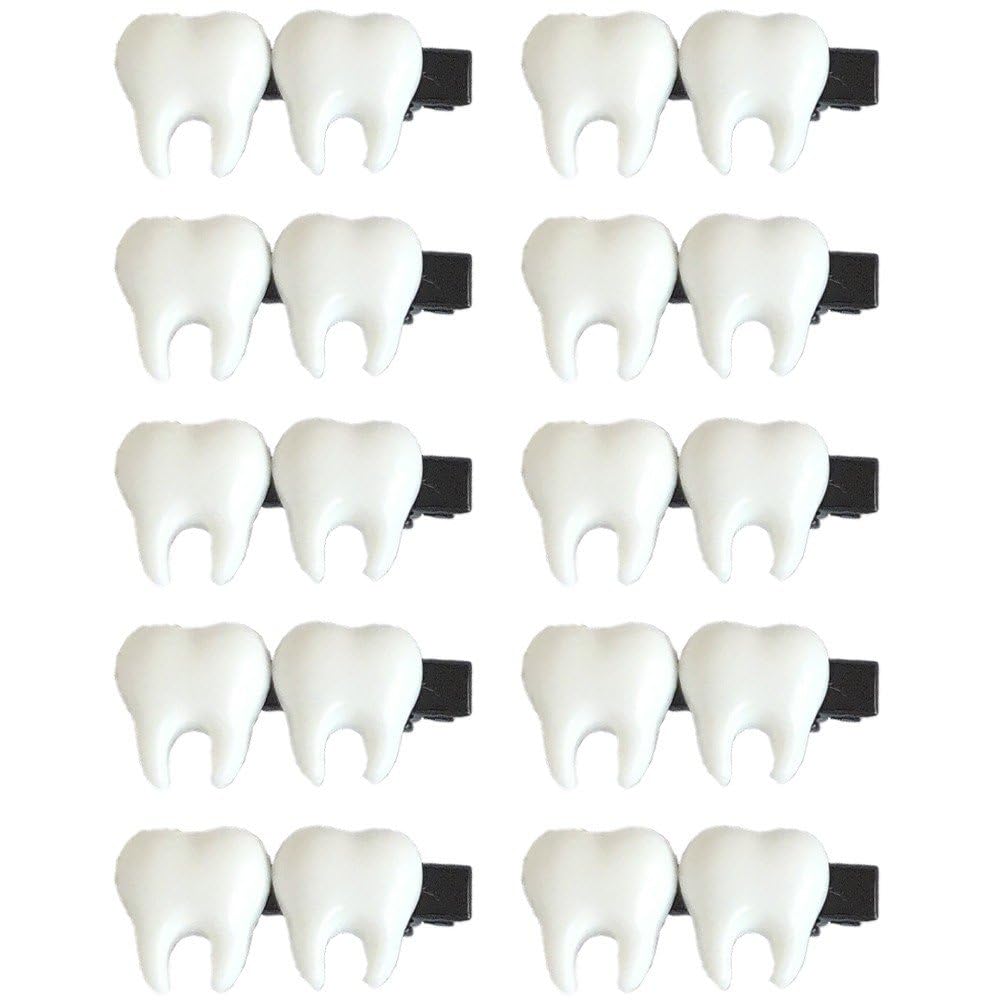 Fituenly 10 Pcs Cute Teeth Hair Clips, Cartoon Tooth Hairpins for Women Girls, Novelty Halloween Party Decorative Hair Barrettes, Funny Hair Accessories