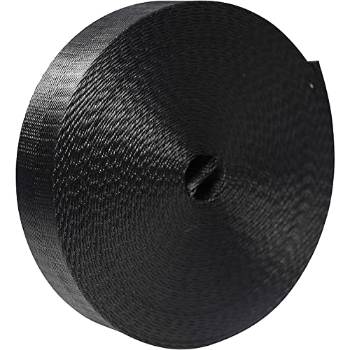 Devobunch Nylon Webbing Straps, 1 Inch Wide Heavy Duty Nylon Strap, Durable Flat Rope Webbing, 10 And 25 Yard Roll For Backpack Strapping, Tie-Down, Dog Leash, 18 Vibrant Colors (Black, 10 Yard) #TOP4