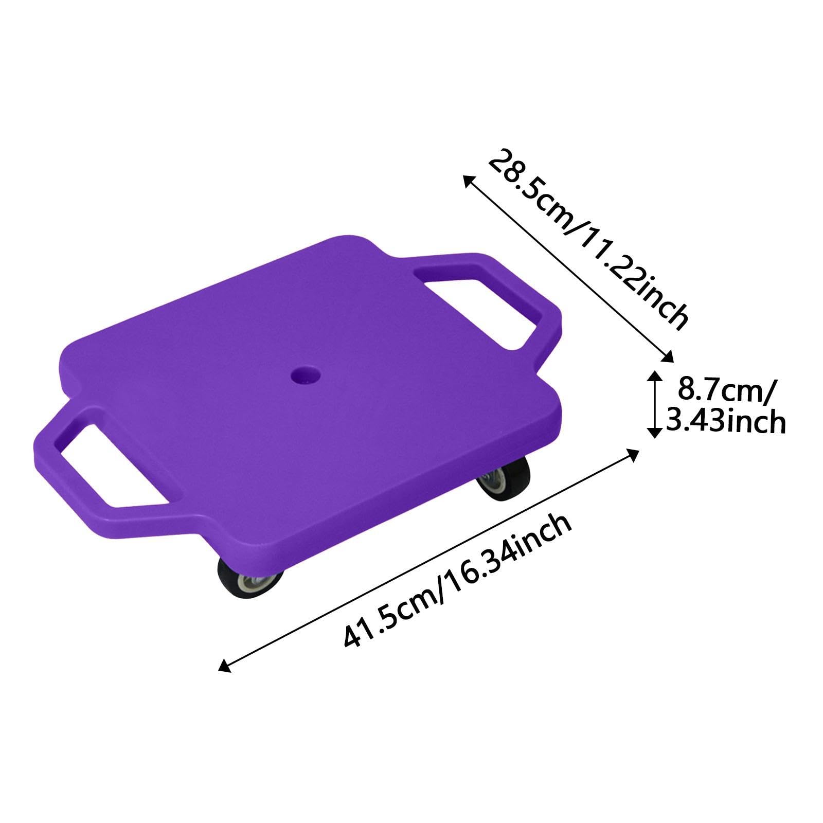Menolana Indoor Scooter Board with Handles with Casters Gross Motor Toy Square Sit Down Scooter for Gym Backyard Homeschool Boys Girls, Violet