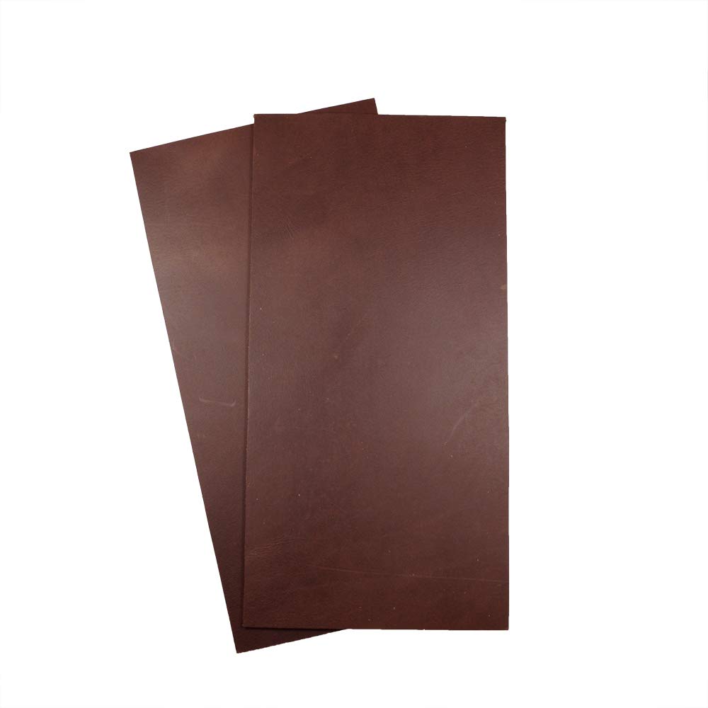 Hide & Drink, Thick Leather Rectangles (6 x 12 in.) 2 Piece Set for Crafts/Tooling/Hobby Workshop, Heavy Weight (3-3.5mm) :: Bourbon Brown
