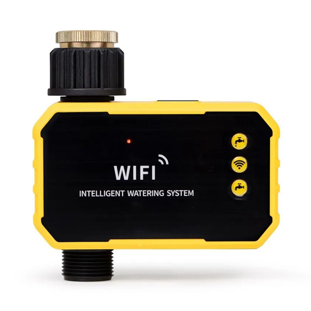 Xnuiasqe Solar Irrigation Timer Bsp3/4" Wifi App Controlled Automatic Watering System Outdoor Garden Water Timer Tool