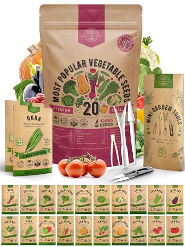 20 Vegetable Seeds Variety Pack - 12,465+ Non-GMO Heirloom Seeds