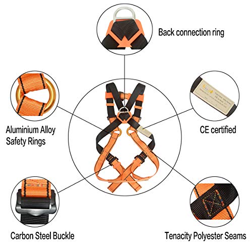 HeeJo Kids\' Harness, Youth Safety Harness Comfort Zipline Climbing Harness Belts for Tree Climbing Outdoor Expanding Training, Caving Rappelling 8 to 14 Years