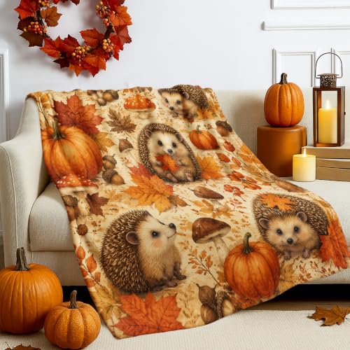 Couverture en fourrure hérisson orange d'automne douce pour canapé