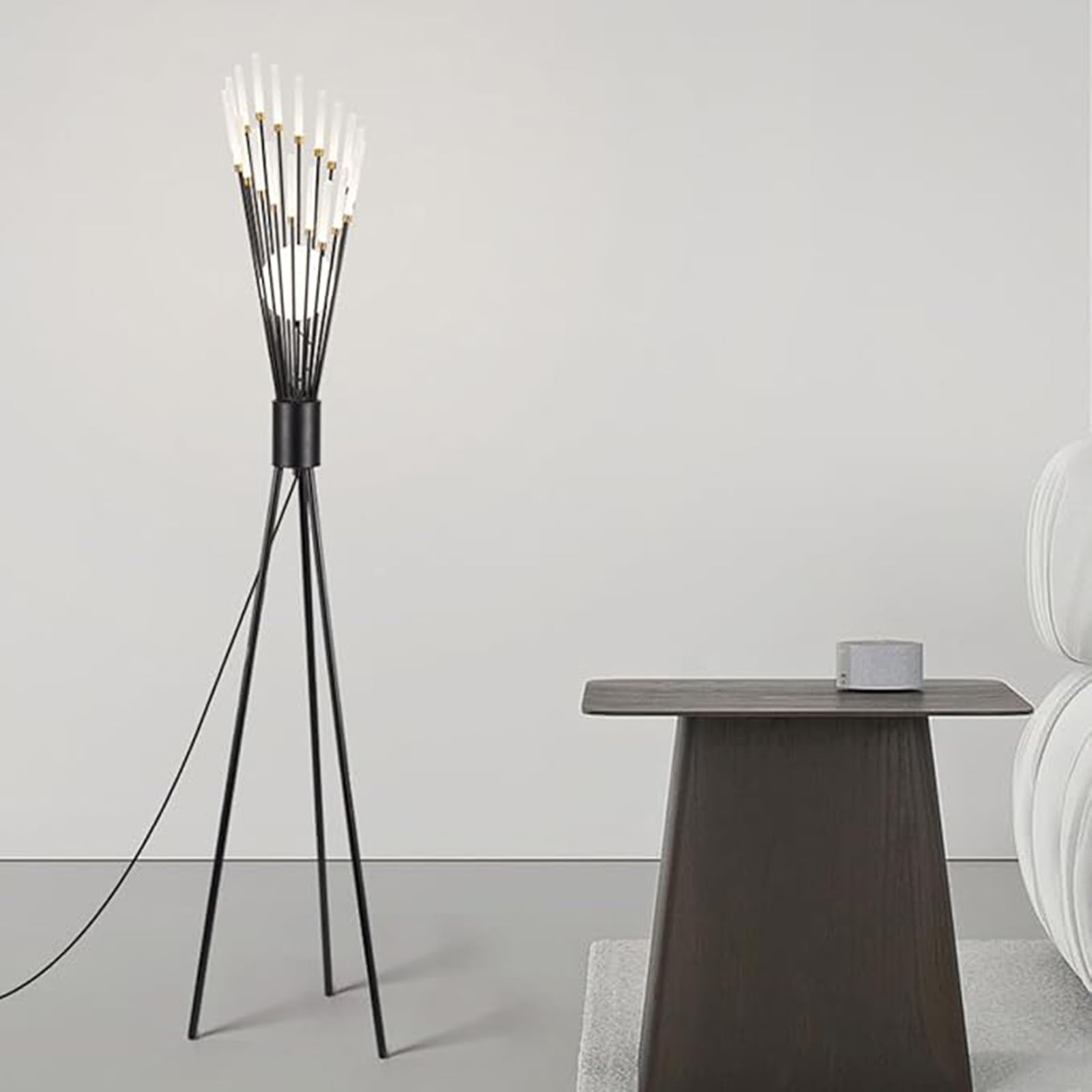 Lámpara de pie negra regulable de 165 cm con interruptor de pie e iluminación LED