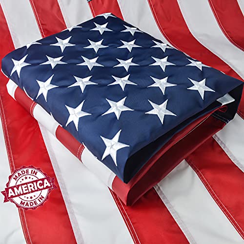 American Flag 3x5 Outdoor Made in USA, US Flag/USA Flag with 300D Oxford Nylon, Sewn Stripes, Brass Grommets, Embroidered Stars, for Outdoor Use American Flag 3x5 Outdoor Made in USA, US Flag/USA Flag with 300D Oxford Nylon, Sewn Stripes, Brass Grommets, Embroidered Stars, for Outdoor Use