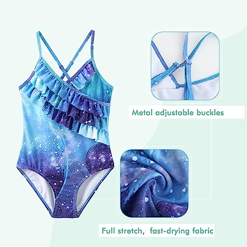Image of Moon Tree Girls One Piece Swimsuits Ruffle Swimwear Beach Bathing Suit 2-14 Years
